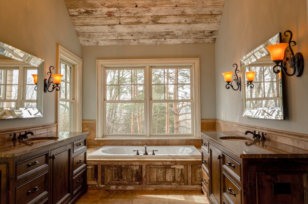 New, efficient windows in modern bathroom